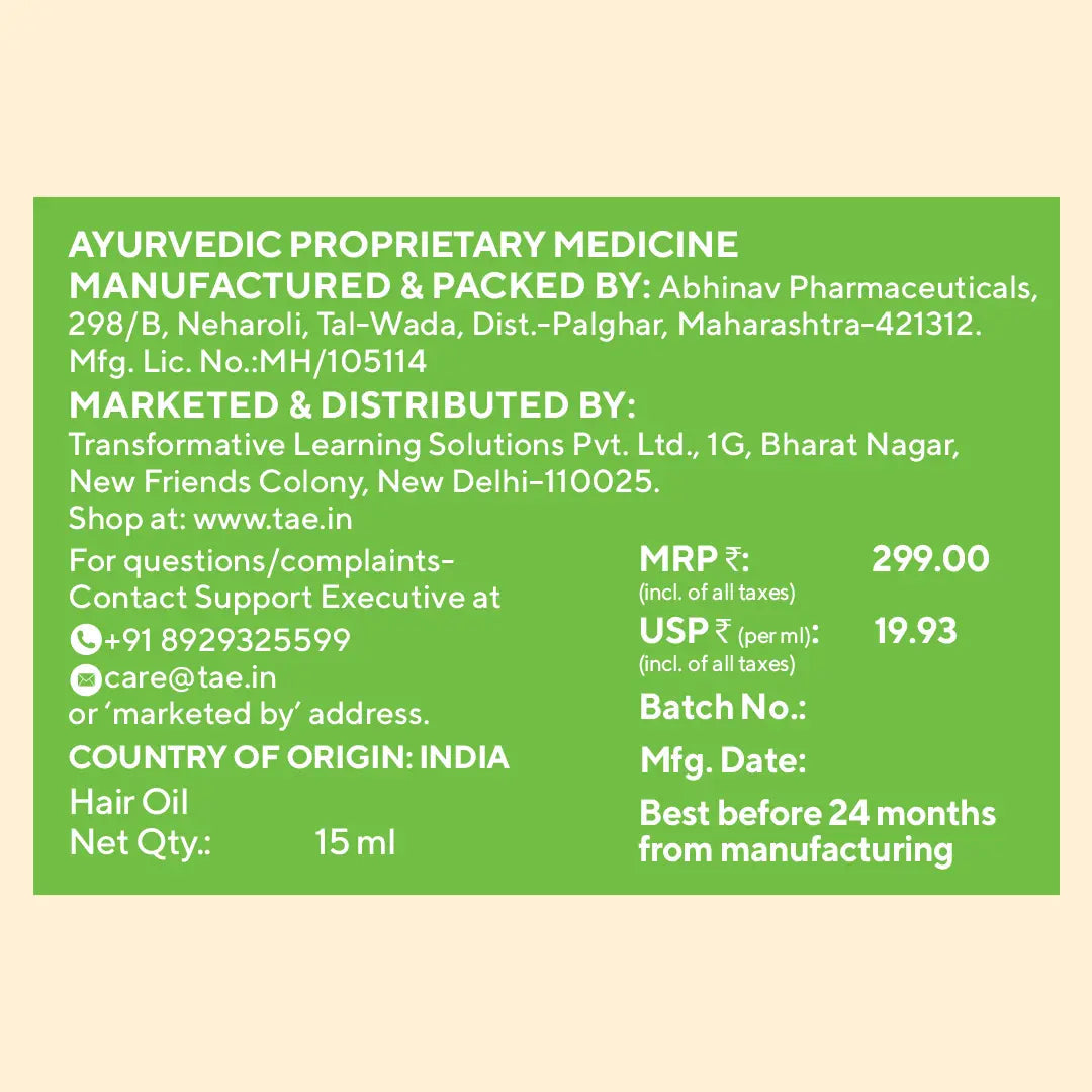 Mini Emblaj Volumising Formula For Hair Fall Control^ Hair Oil VARAASA 