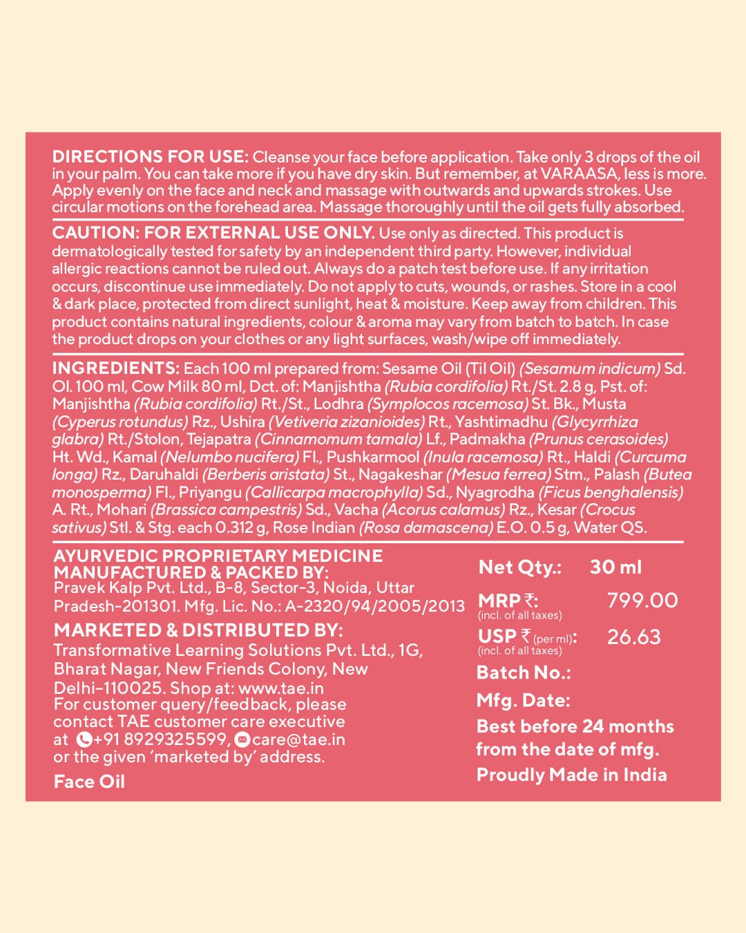 Safranyam Saffron Light Facial Halo - Glow Boosting & Brightening Face Oil Face Oil VARAASA 